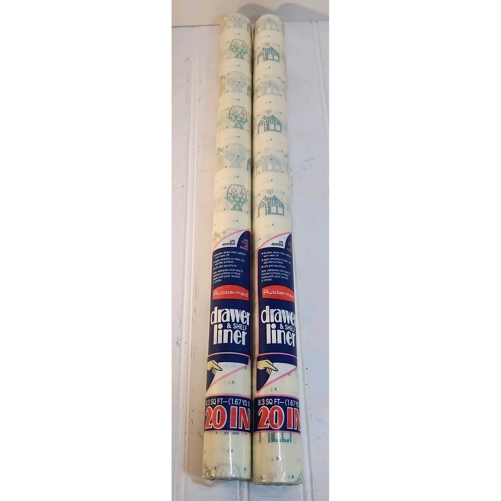 2 Vtg Rubbermaid Shelf Liner Rolls 1.67 Yds X 20" Granny Cottagecore House NEW